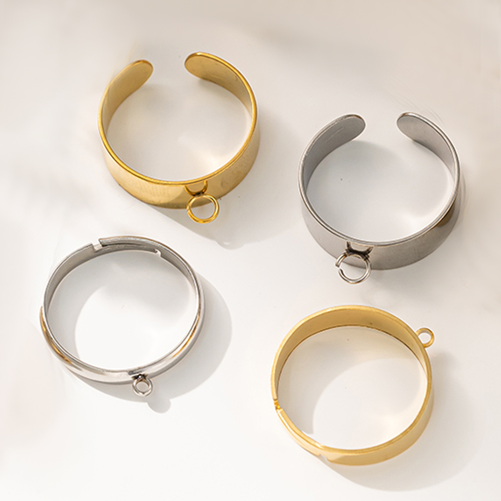 5 ピース/ロットステンレス鋼ゴールドカラーオープン調節可能 - Women Fashion Rings のレビューと価格