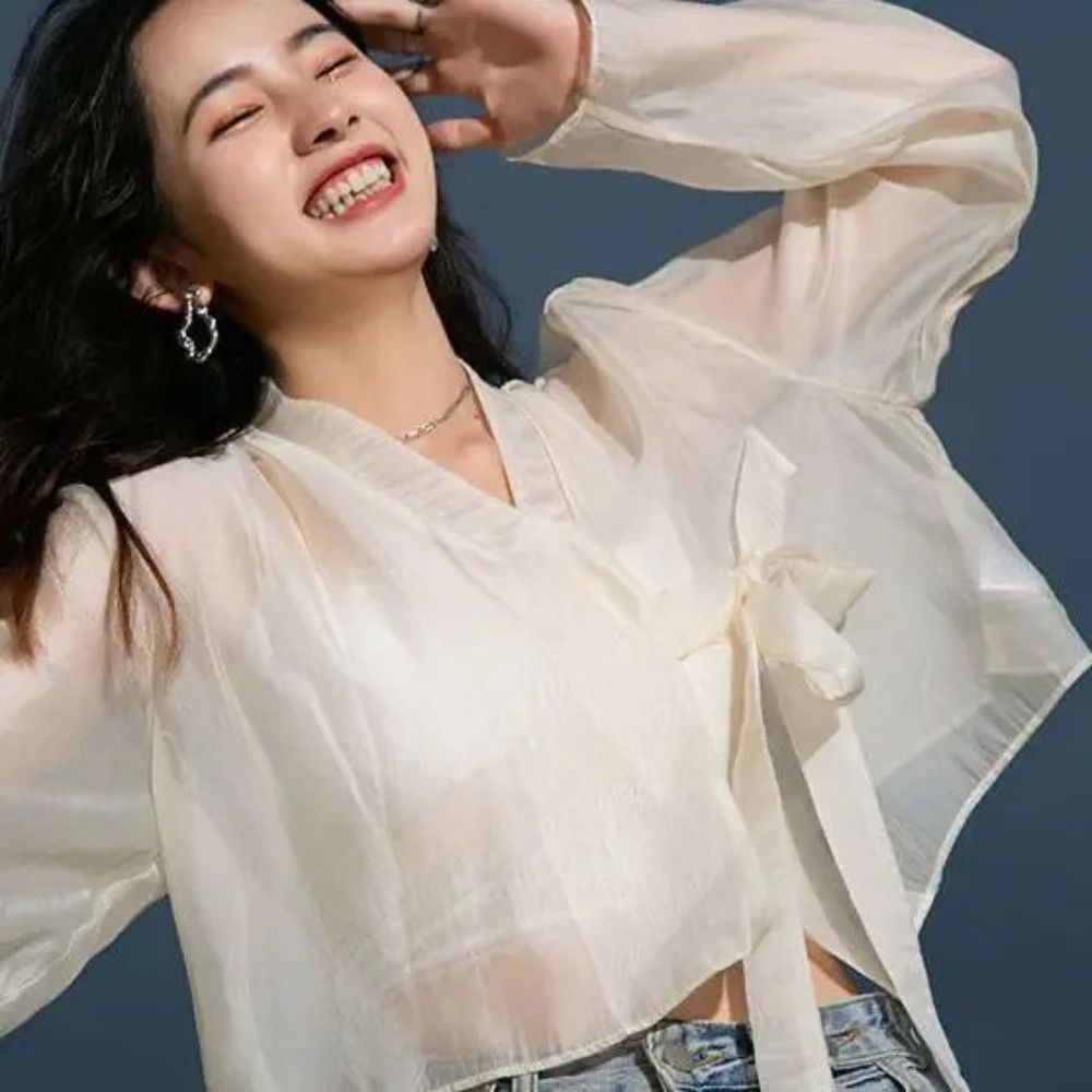 漢服風モーダルアイスシルクショールシースルー長袖日焼け止めカ - Women'S Fashion Knitwear のレビューと価格