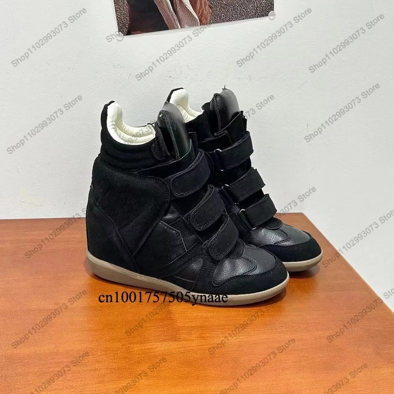 女性用隠しウェッジヒールハイカットスニーカー、スエードレザー - Women'S Fashion Leather Boots のレビューと価格
