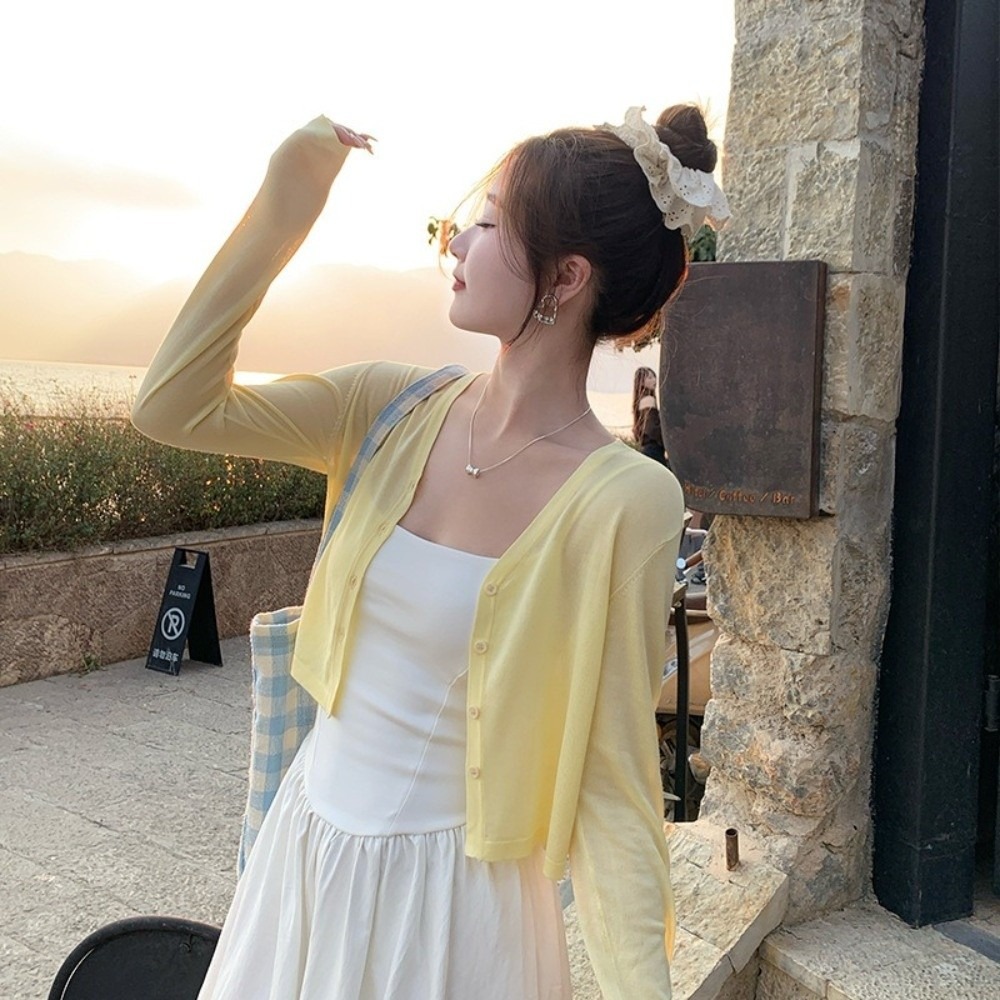 新しいニットウェアニットセーターカーディガン V ネック薄い - Women'S Fashion Knitwear のレビューと価格