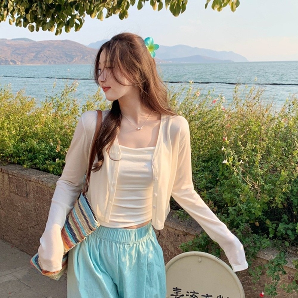 新しいニットウェアニットセーターカーディガン V ネック薄い - Women'S Fashion Knitwear のレビューと価格