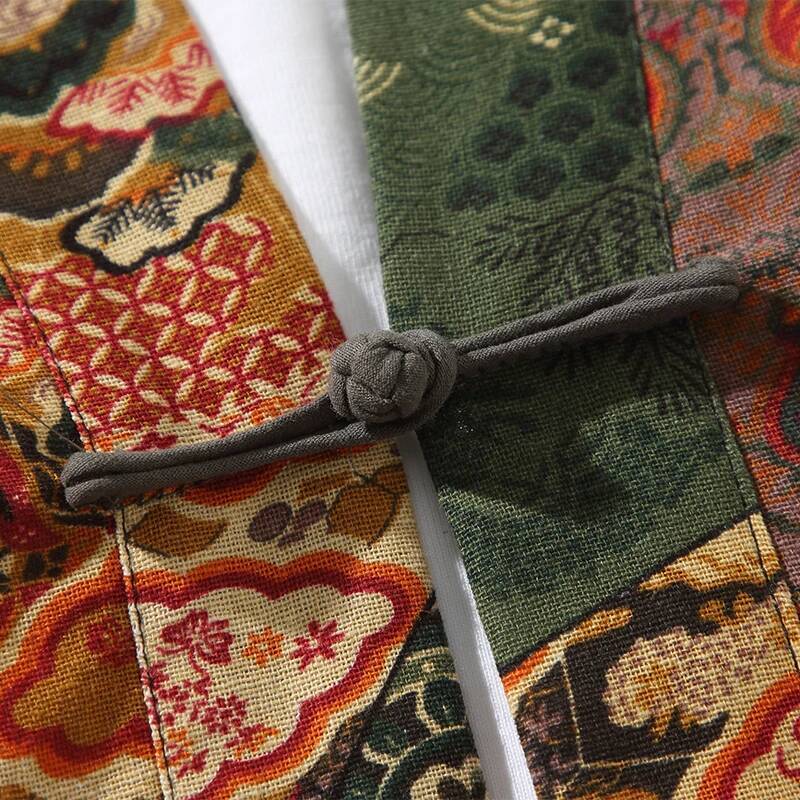 エスニックスタイルプリント浴衣男性女性ファッションコットンリ - Kimono Cardigan Women のレビューと価格