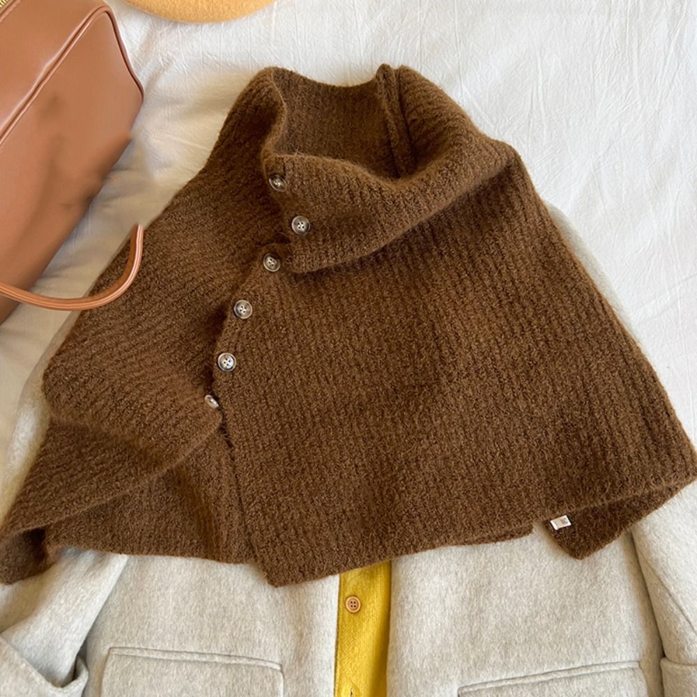 クラシックボタンニットショール暖かい厚手の女性用冬用ショール - Women'S Fashion Knitwear のレビューと価格