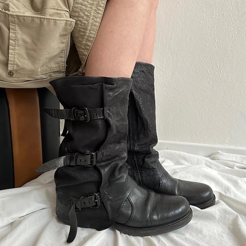 古典的な女性の靴レトロ高級本革ナイトブーツ女性のためのファッ - Women'S Fashion Leather Boots のレビューと価格