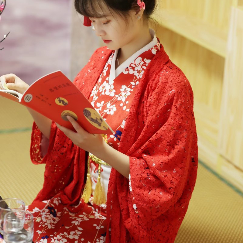 和風羽織着物カーディガン女性日本の伝統的な着物アウターレース - Kimono Cardigan Women のレビューと価格